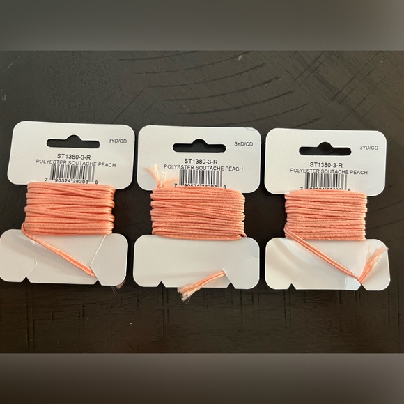 THREE Soutache ornamental braid for jewelry design, peach, 3 yd, the beadsmith - Picture 4 of 6